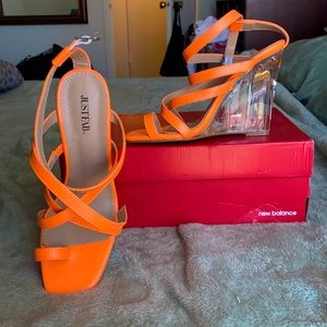 Orange heel wedges